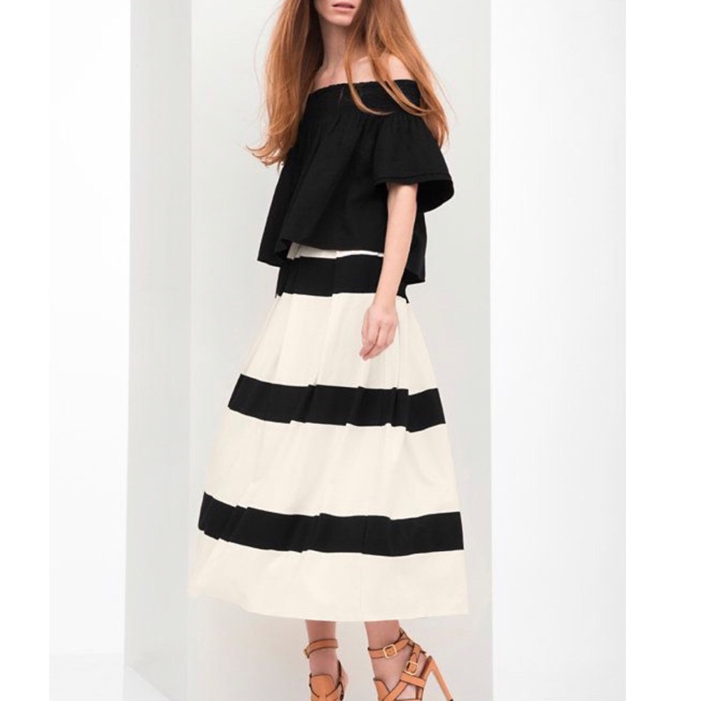 Nadia Tarr Striped Midi Skirt